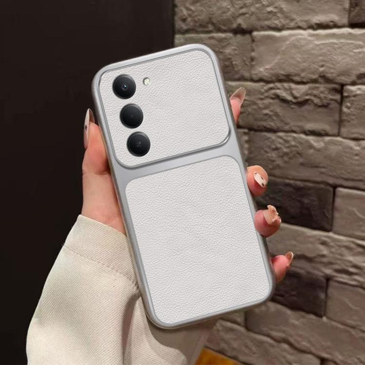 For Redmi 15 5G Global / 15 4G SEA 169.5mm Large Window Leather Textured Coated TPU Phone Case - White