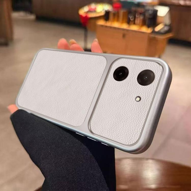 For Redmi A5 4G 173.3mm Large Window Leather Textured Coated TPU Phone Case - White