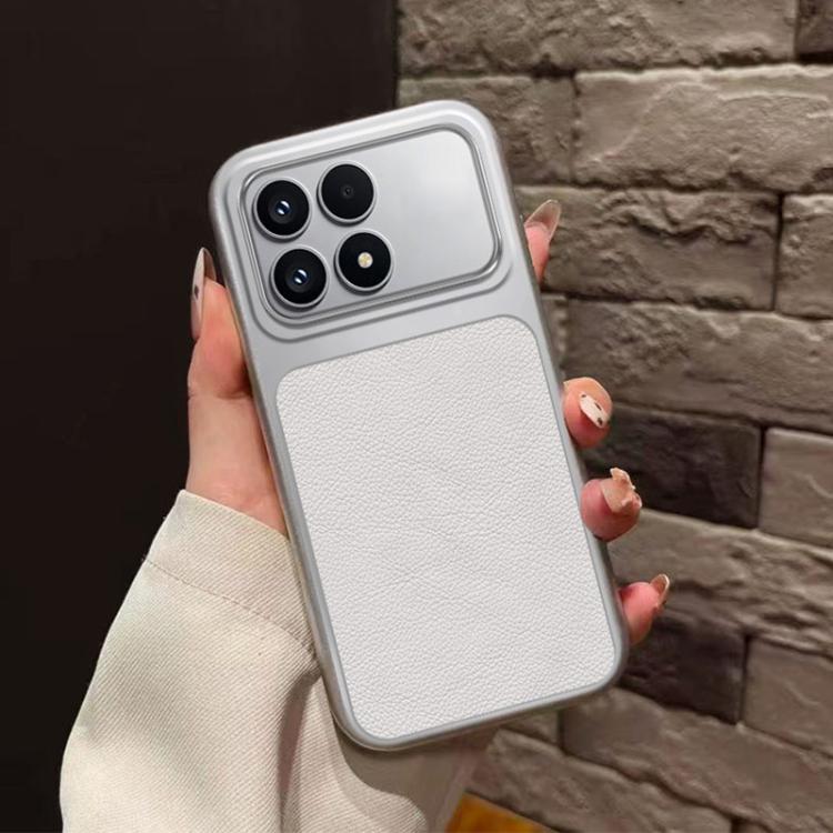 For Redmi K90 / Poco F8 Pro Large Window Leather Textured Coated TPU Phone Case - White