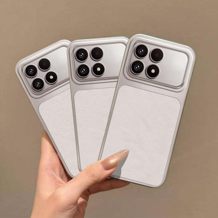 For Redmi K90 / Poco F8 Pro Large Window Leather Textured Coated TPU Phone Case - White