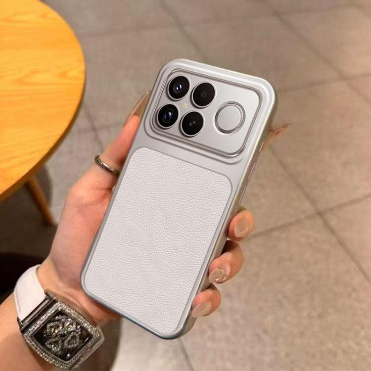 For Redmi K90 Pro Max / Poco F8 Ultra Large Window Leather Textured Coated TPU Phone Case - White