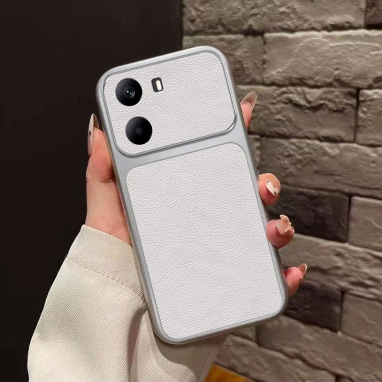 For Redmi Turbo 4 Large Window Leather Textured Coated TPU Phone Case - White