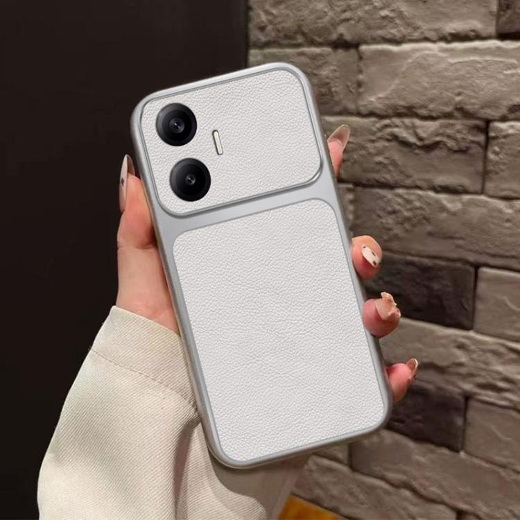 For Redmi Turbo 4 Pro Large Window Leather Textured Coated TPU Phone Case - White