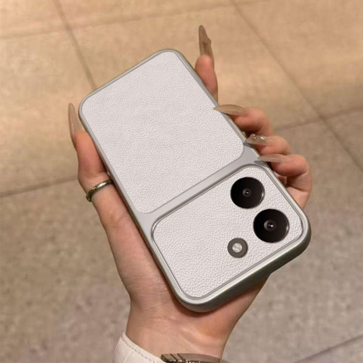 For Redmi Turbo 5 5G / Poco X8 Pro 5G Large Window Leather Textured Coated TPU Phone Case - White