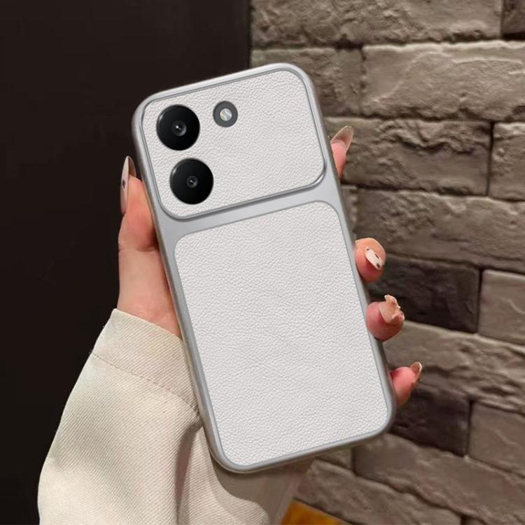 For Redmi Turbo 5 5G / Poco X8 Pro 5G Large Window Leather Textured Coated TPU Phone Case - White