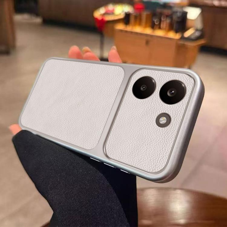 For Redmi Turbo 5 5G / Poco X8 Pro 5G Large Window Leather Textured Coated TPU Phone Case - White