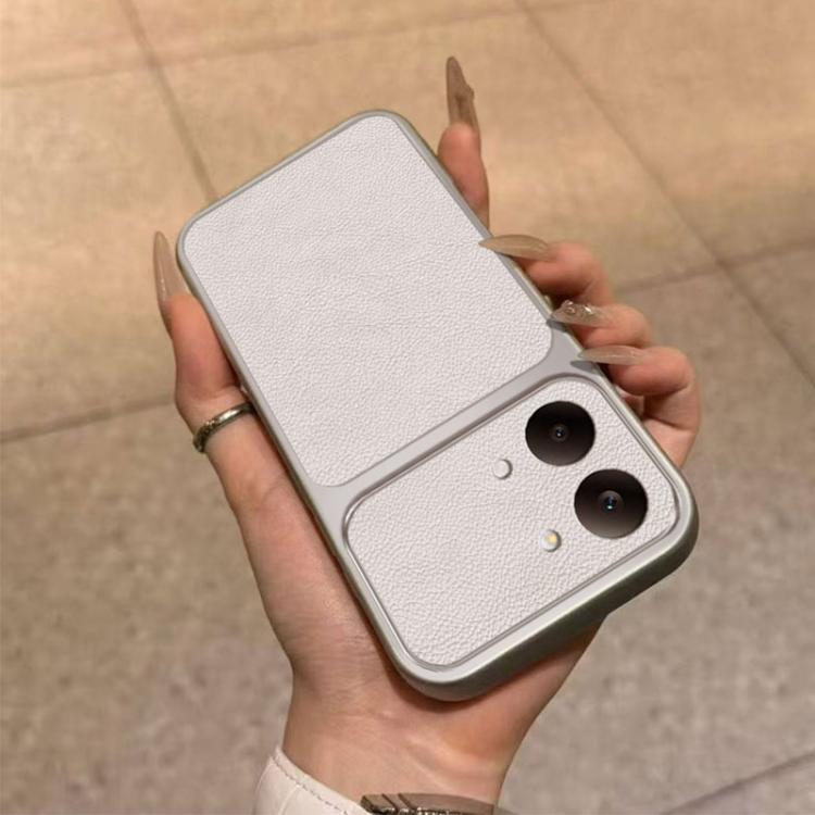 For Redmi Turbo 5 Max / Poco X8 Pro Max Large Window Leather Textured Coated TPU Phone Case - White