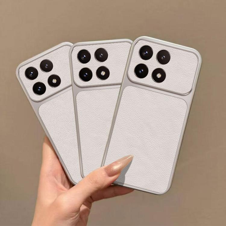 For Redmi K70 Large Window Leather Textured Coated TPU Phone Case - White