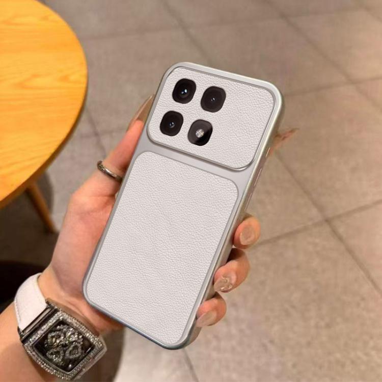 For Redmi K70 Ultra Large Window Leather Textured Coated TPU Phone Case - White