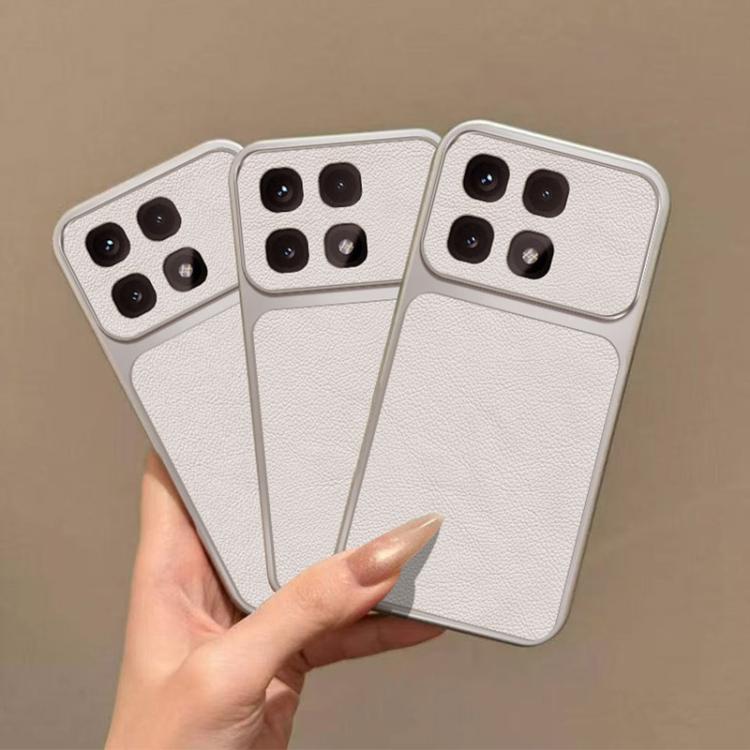 For Redmi K70 Ultra Large Window Leather Textured Coated TPU Phone Case - White