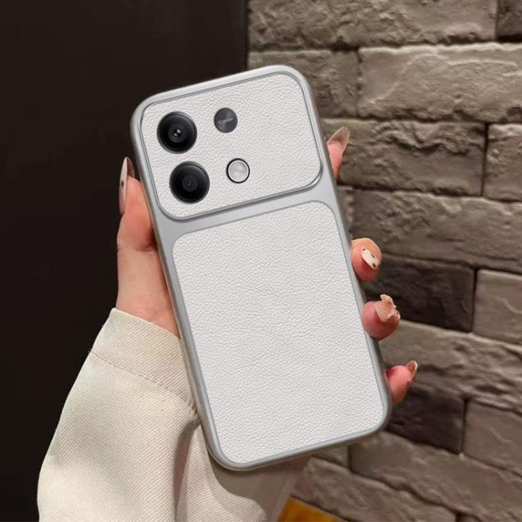 For Redmi Note 13 Pro 4G Large Window Leather Textured Coated TPU Phone Case - White