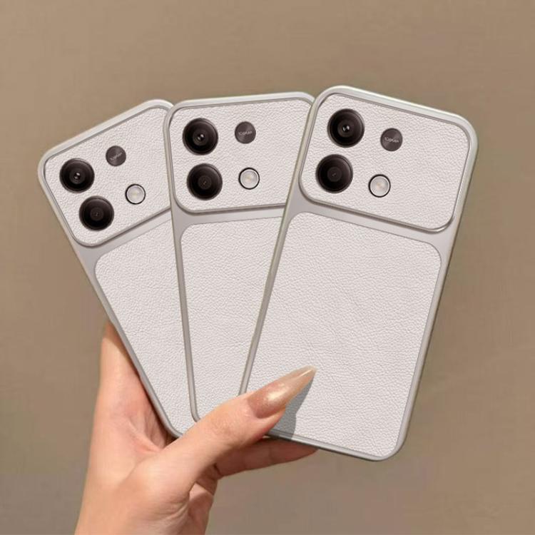 For Redmi Note 13 Pro 4G Large Window Leather Textured Coated TPU Phone Case - White