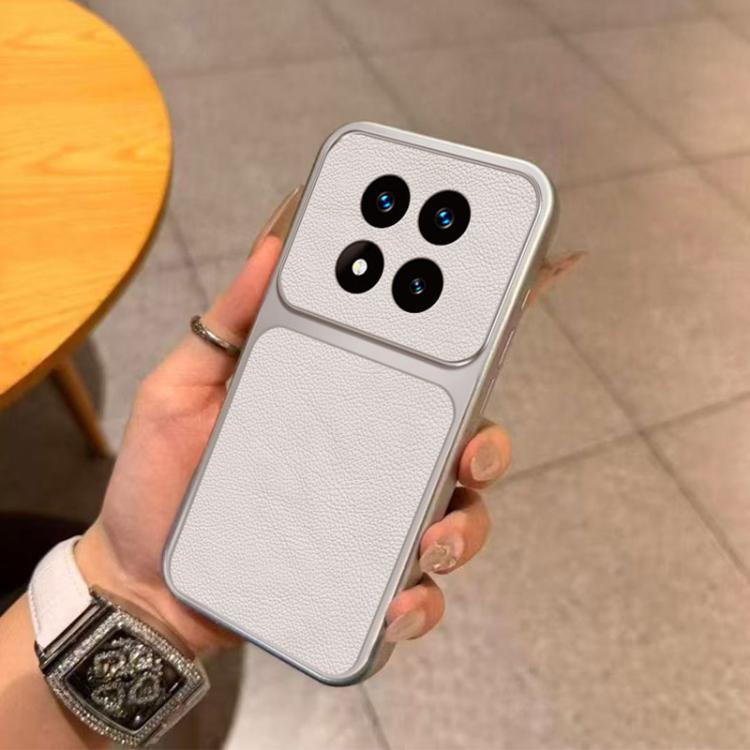 For Redmi Note 15 4G / 5G Global 164mm Large Window Leather Textured Coated TPU Phone Case - White