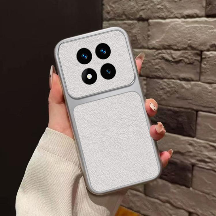 For Redmi Note 15 Pro 4G Global 163.2mm Large Window Leather Textured Coated TPU Phone Case - White