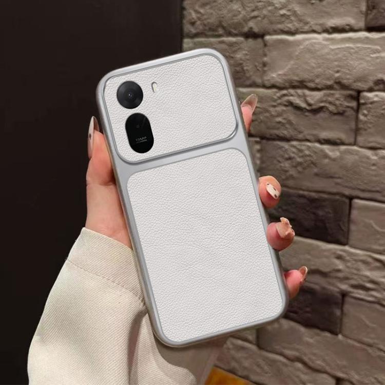 For Redmi A7 Pro 4G / 5G 171mm Large Window Leather Textured Coated TPU Phone Case - White