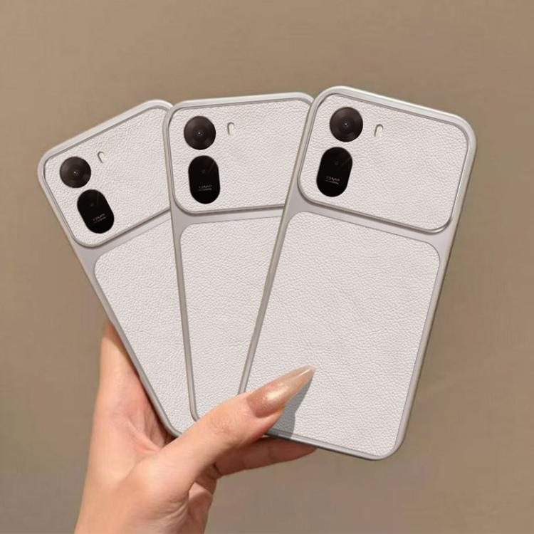 For Redmi A7 Pro 4G / 5G 171mm Large Window Leather Textured Coated TPU Phone Case - White