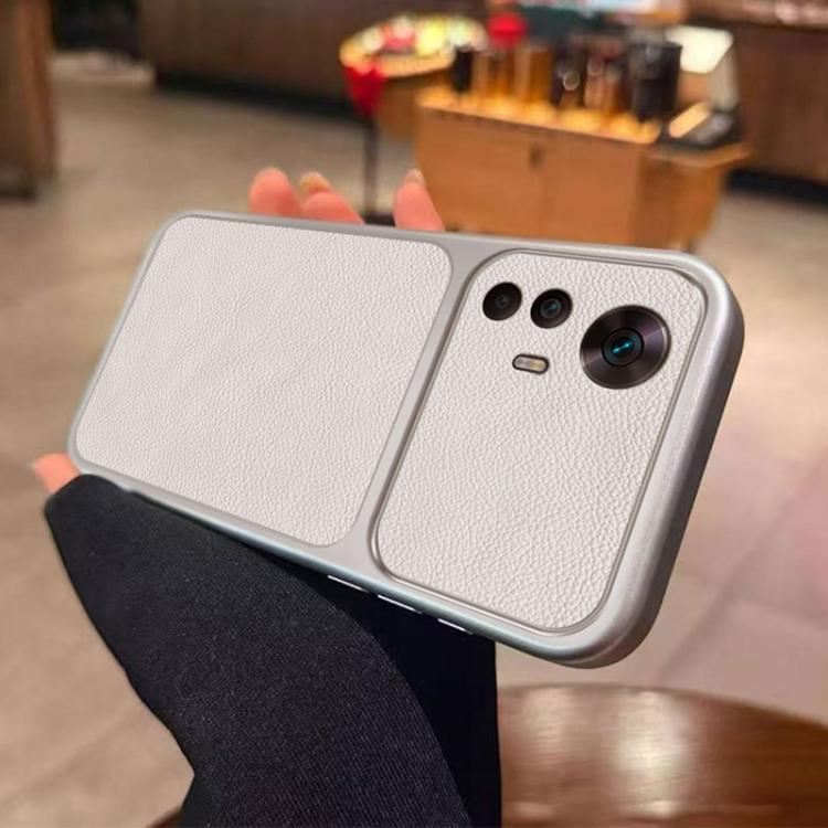 For Redmi Note 12S Large Window Leather Textured Coated TPU Phone Case - White