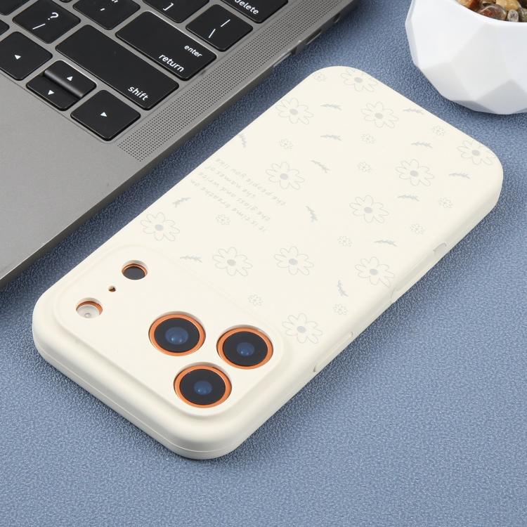 For iPhone 17 Pro Precision Hole Daisy Floral Printed Liquid Silicone Phone Case