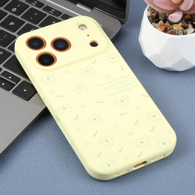 For iPhone 17 Pro Precision Hole Daisy Floral Printed Liquid Silicone Phone Case