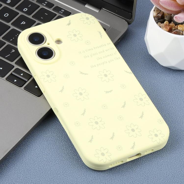 For iPhone 17 Precision Hole Daisy Floral Printed Liquid Silicone Phone Case