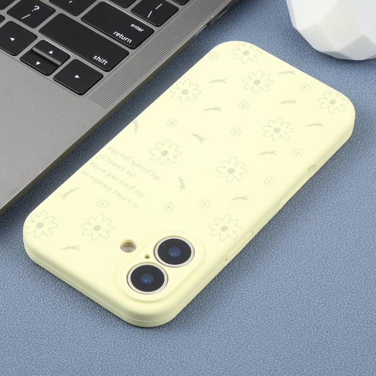 For iPhone 17 Precision Hole Daisy Floral Printed Liquid Silicone Phone Case