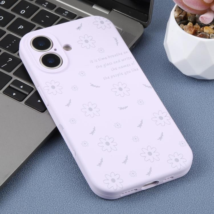 For iPhone 17 Precision Hole Daisy Floral Printed Liquid Silicone Phone Case