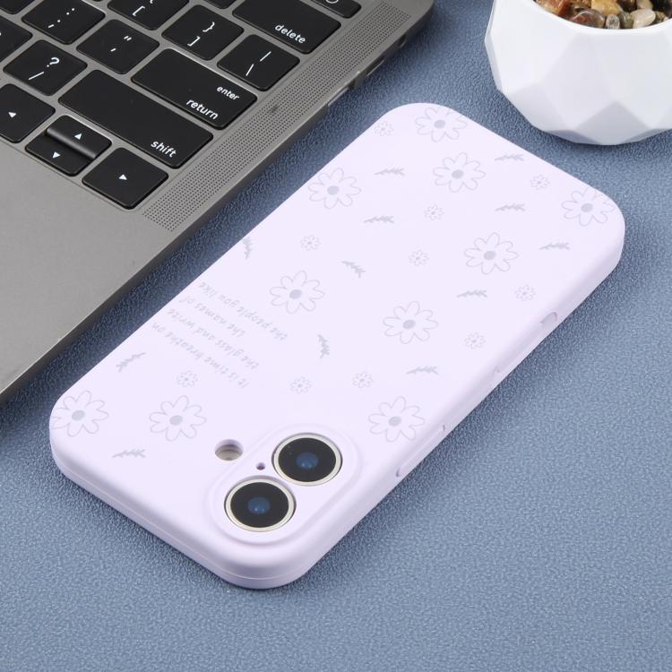 For iPhone 17 Precision Hole Daisy Floral Printed Liquid Silicone Phone Case