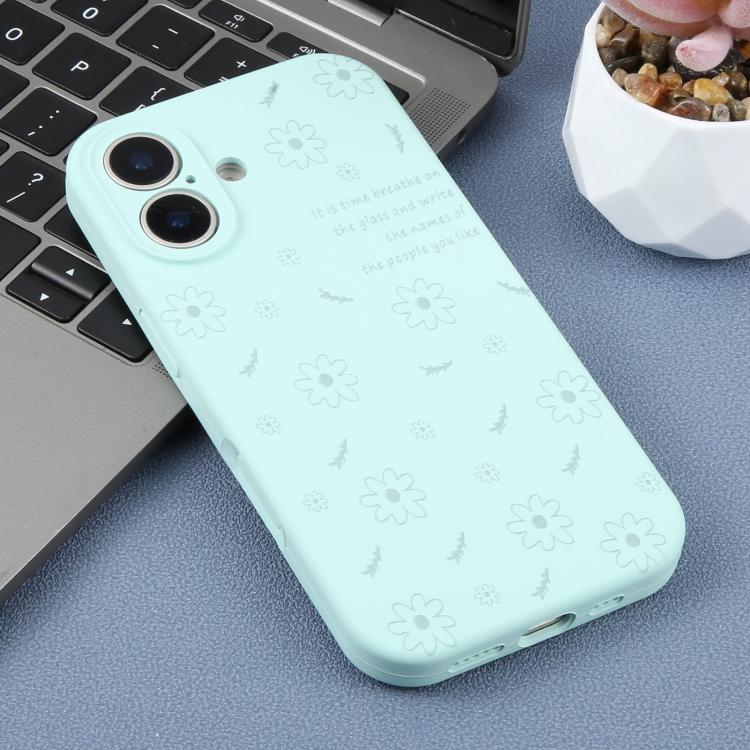 For iPhone 17 Precision Hole Daisy Floral Printed Liquid Silicone Phone Case