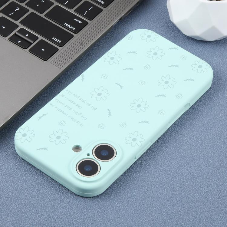 For iPhone 17 Precision Hole Daisy Floral Printed Liquid Silicone Phone Case