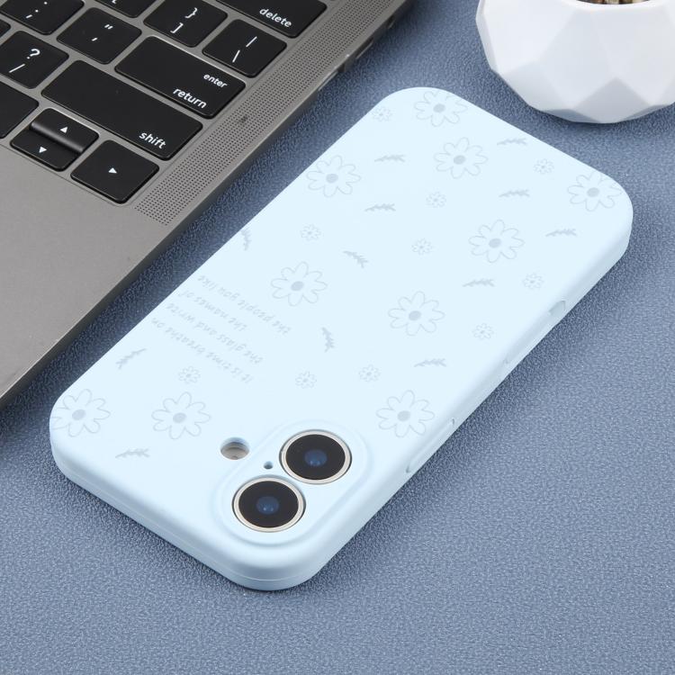 For iPhone 17 Precision Hole Daisy Floral Printed Liquid Silicone Phone Case