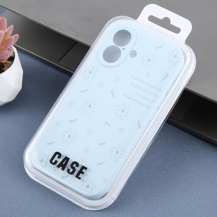 For iPhone 16 Precision Hole Daisy Floral Printed Liquid Silicone Phone Case