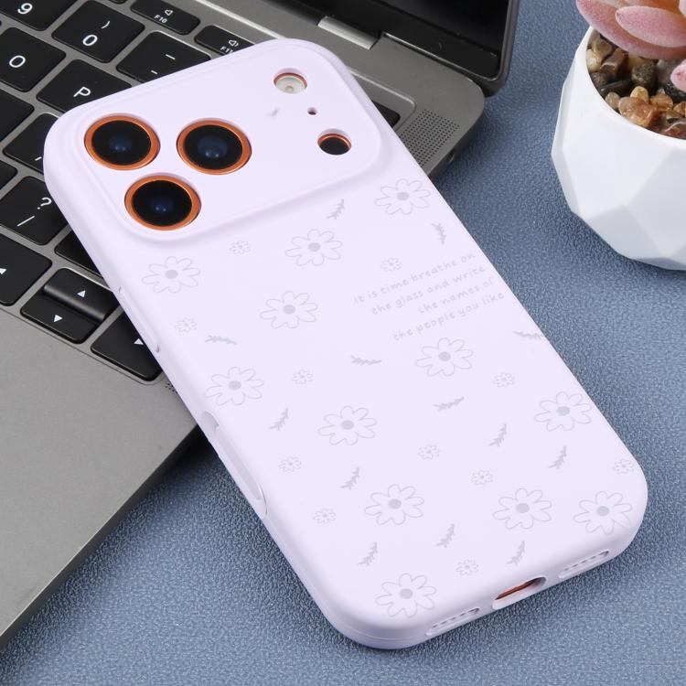 For iPhone 14 Plus Precision Hole Daisy Floral Printed Liquid Silicone Phone Case