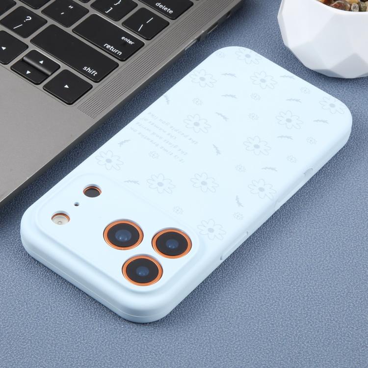 For iPhone 13 Pro Max Precision Hole Daisy Floral Printed Liquid Silicone Phone Case