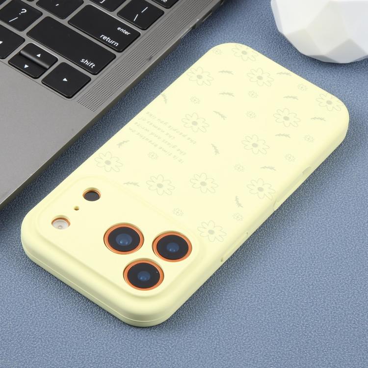 For iPhone 13 Precision Hole Daisy Floral Printed Liquid Silicone Phone Case