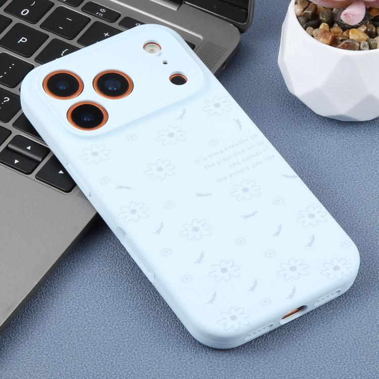 For iPhone 13 Precision Hole Daisy Floral Printed Liquid Silicone Phone Case