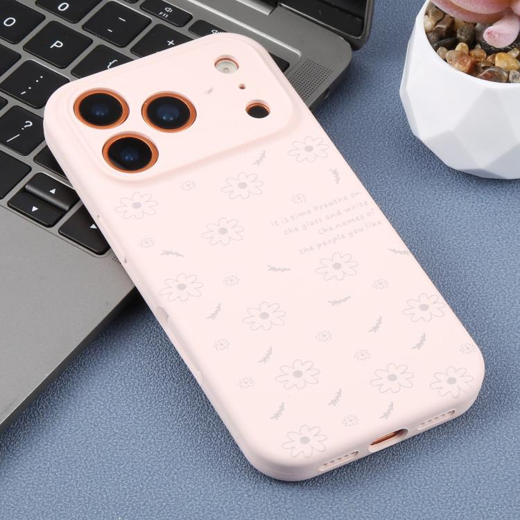 For iPhone 12 Precision Hole Daisy Floral Printed Liquid Silicone Phone Case