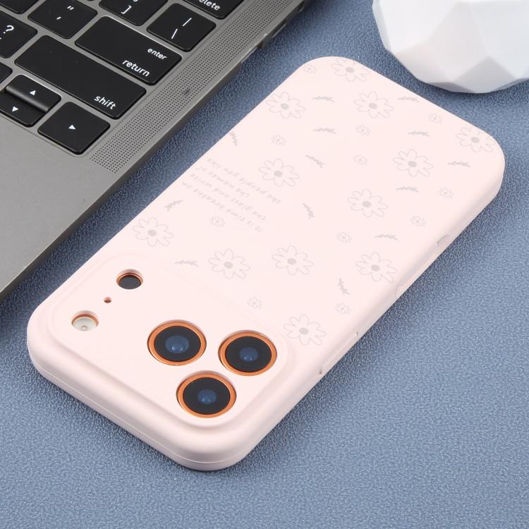 For iPhone 12 Precision Hole Daisy Floral Printed Liquid Silicone Phone Case