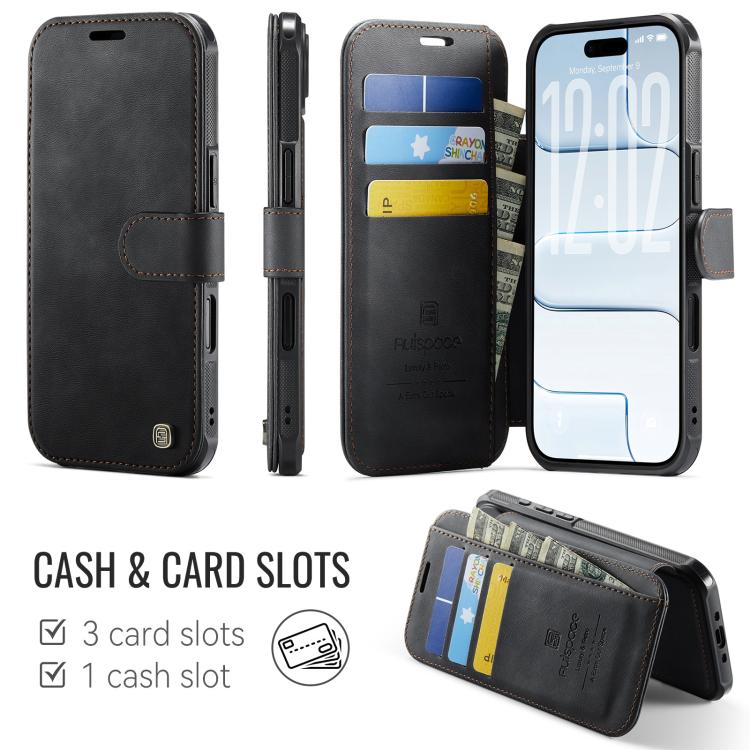 For iPhone Air AutSpace A15 Retro Magnetic Clasp Vegan Leather Phone Case