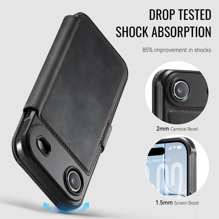 For iPhone Air AutSpace A15 Retro Magnetic Clasp Vegan Leather Phone Case