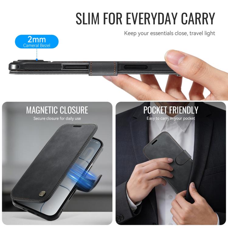 For iPhone Air AutSpace A15 Retro Magnetic Clasp Vegan Leather Phone Case