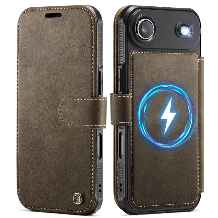 For iPhone Air AutSpace A15 Retro Magnetic Clasp Vegan Leather Phone Case