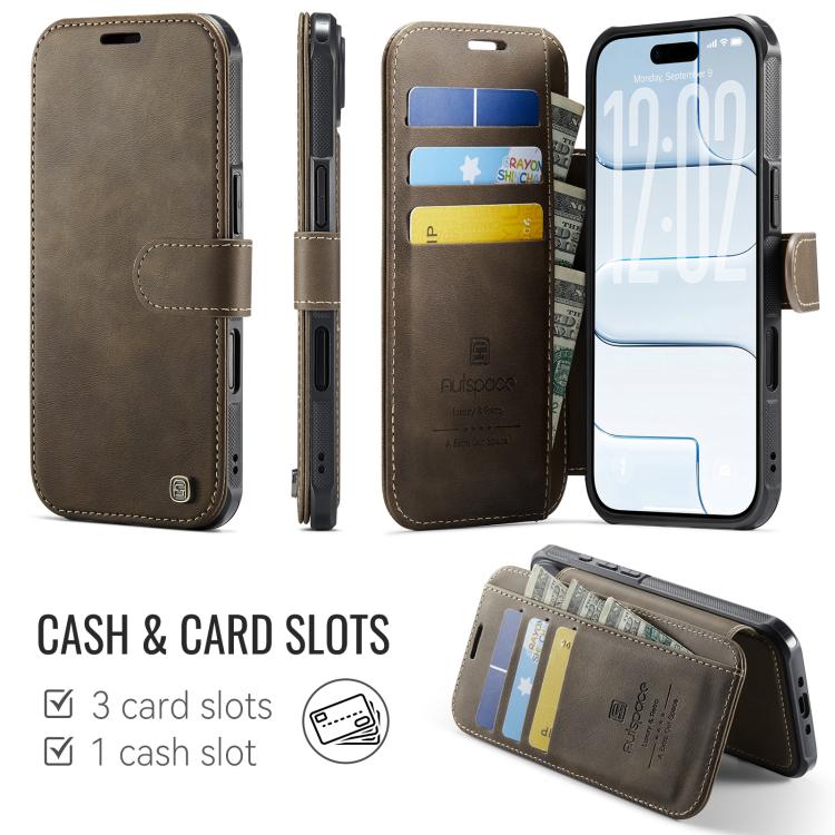 For iPhone Air AutSpace A15 Retro Magnetic Clasp Vegan Leather Phone Case
