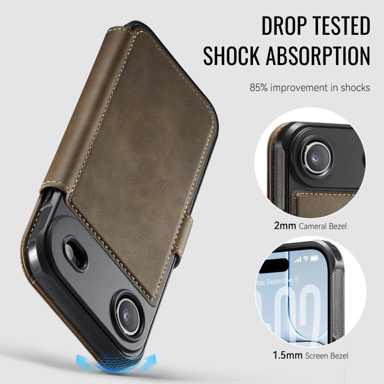 For iPhone Air AutSpace A15 Retro Magnetic Clasp Vegan Leather Phone Case