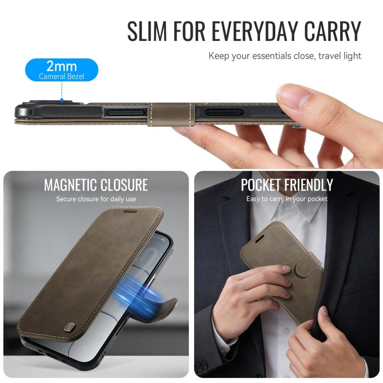 For iPhone Air AutSpace A15 Retro Magnetic Clasp Vegan Leather Phone Case