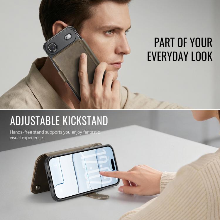 For iPhone Air AutSpace A15 Retro Magnetic Clasp Vegan Leather Phone Case