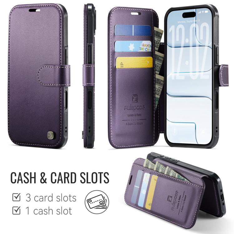 For iPhone Air AutSpace A15 Retro Magnetic Clasp Vegan Leather Phone Case