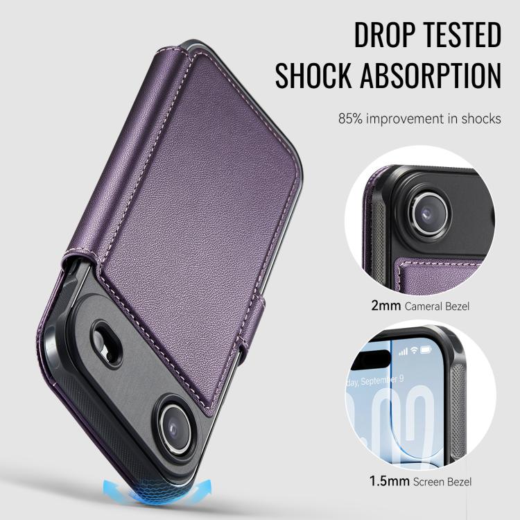 For iPhone Air AutSpace A15 Retro Magnetic Clasp Vegan Leather Phone Case