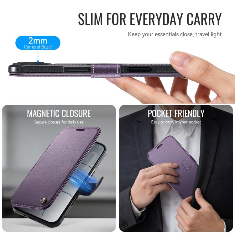 For iPhone Air AutSpace A15 Retro Magnetic Clasp Vegan Leather Phone Case