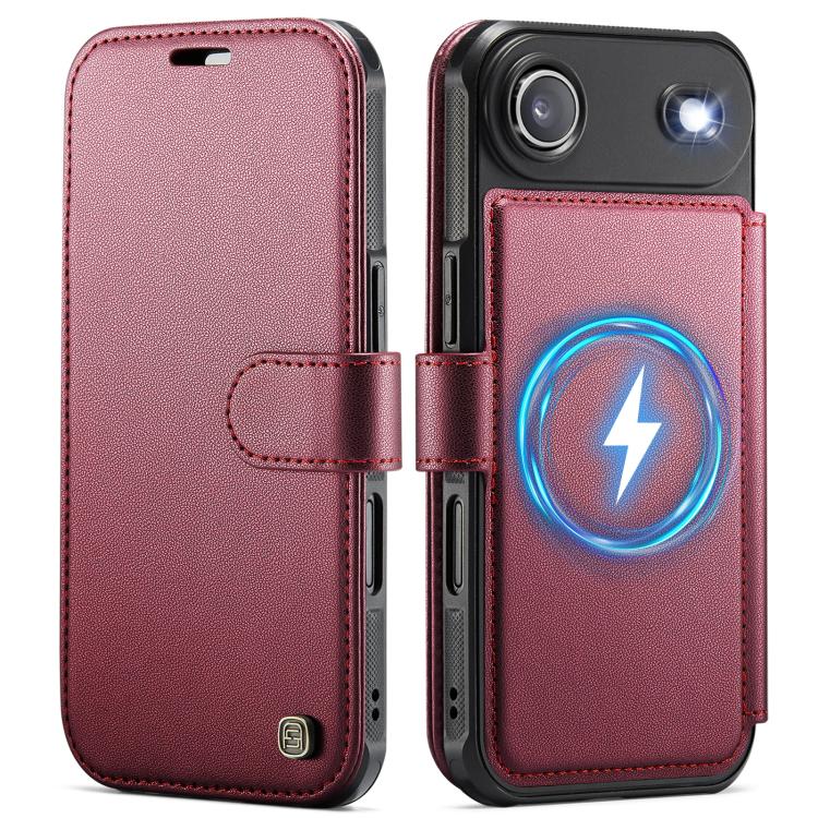 For iPhone Air AutSpace A15 Retro Magnetic Clasp Vegan Leather Phone Case