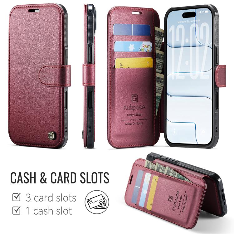 For iPhone Air AutSpace A15 Retro Magnetic Clasp Vegan Leather Phone Case
